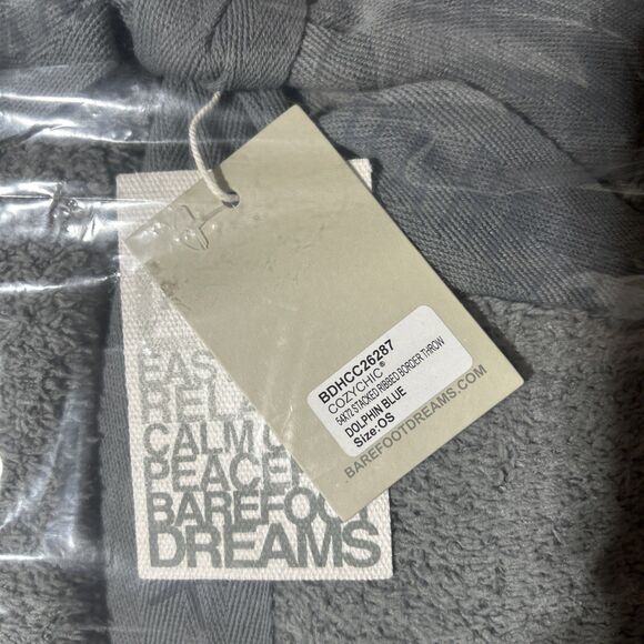 Barefoot Dreams CozyChic 54x72 Stacked Ribbed Border Throw - Dolphin Blue - Picture 2 of 2